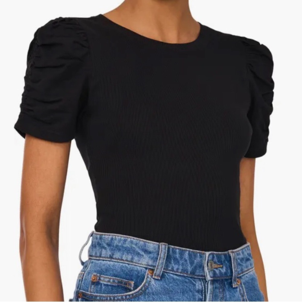 1.State Puff Sleeve Ribbed Top
